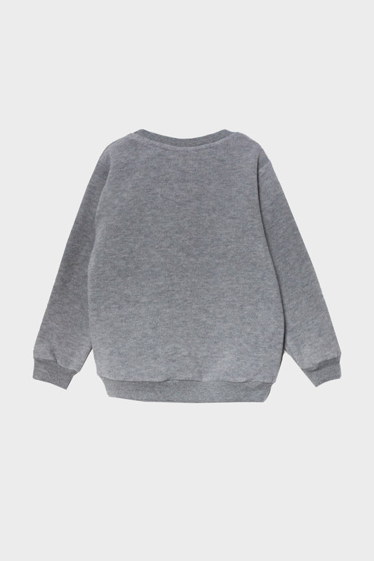Kid's One Wolf knitted sweater grey, red logo
