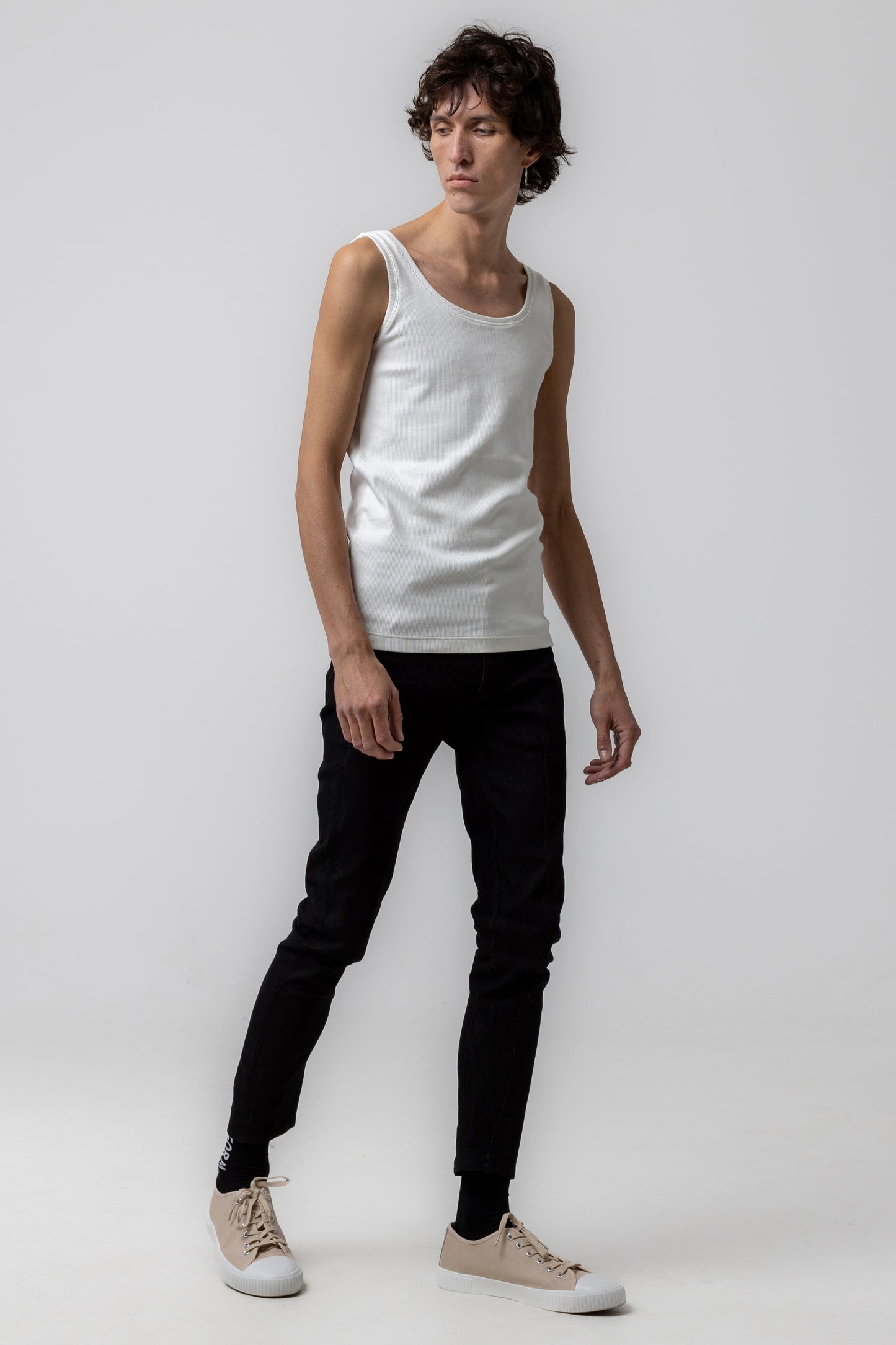 Cotton RIB Tank Top white