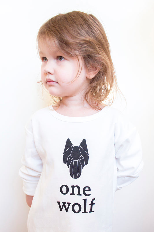 KIDS OW LOGO long sleeve T-shirt off-white/black logo - One Wolf