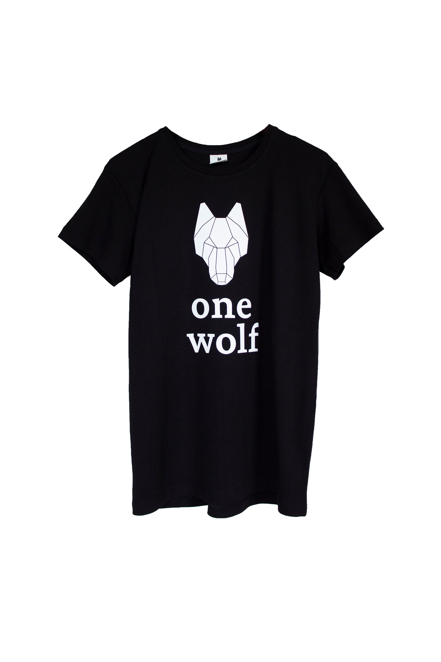 One Wolf logo T-krekls, melns/balta druka