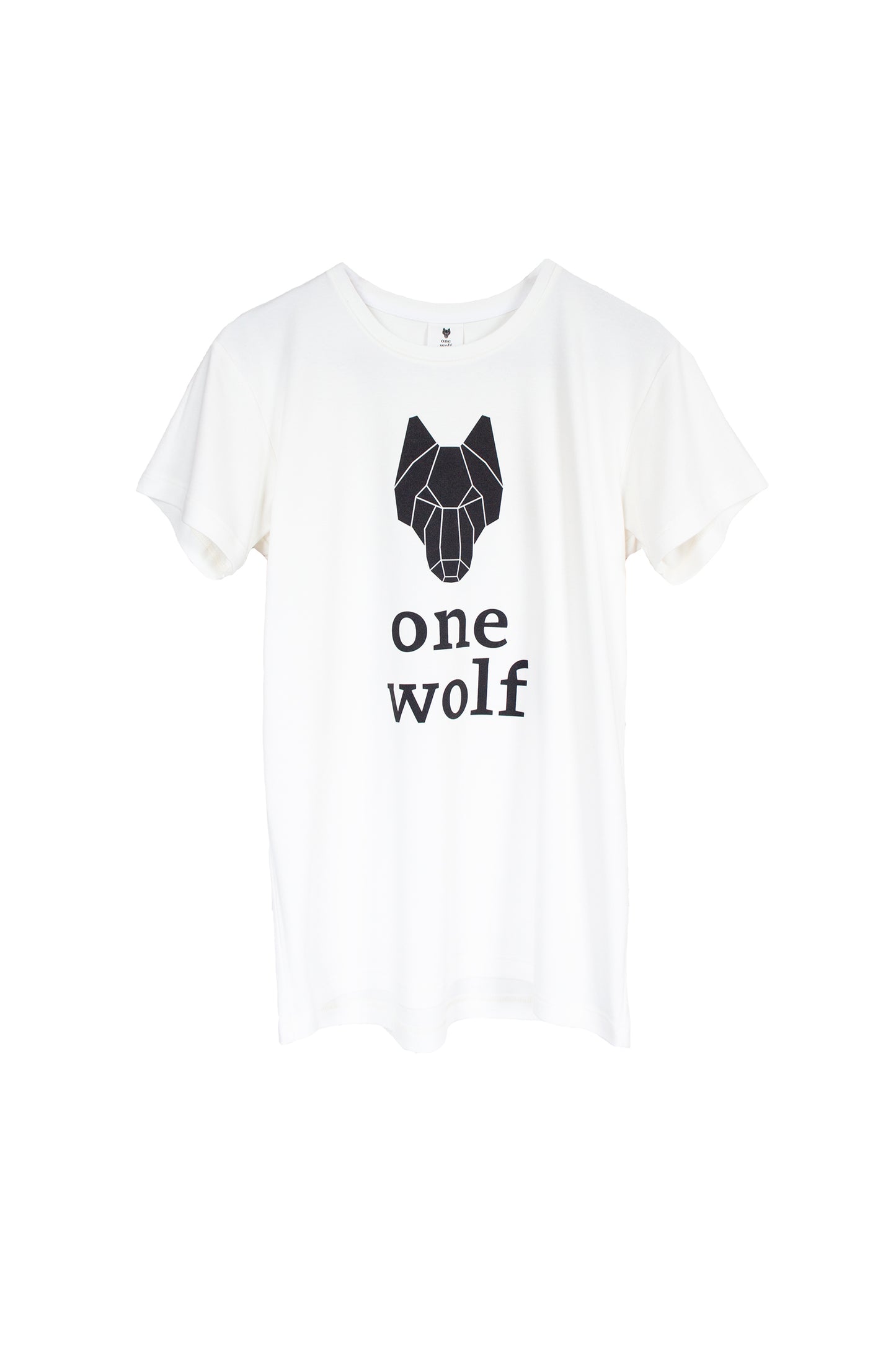 One Wolf logo T-krekls, piena balts/melna druka