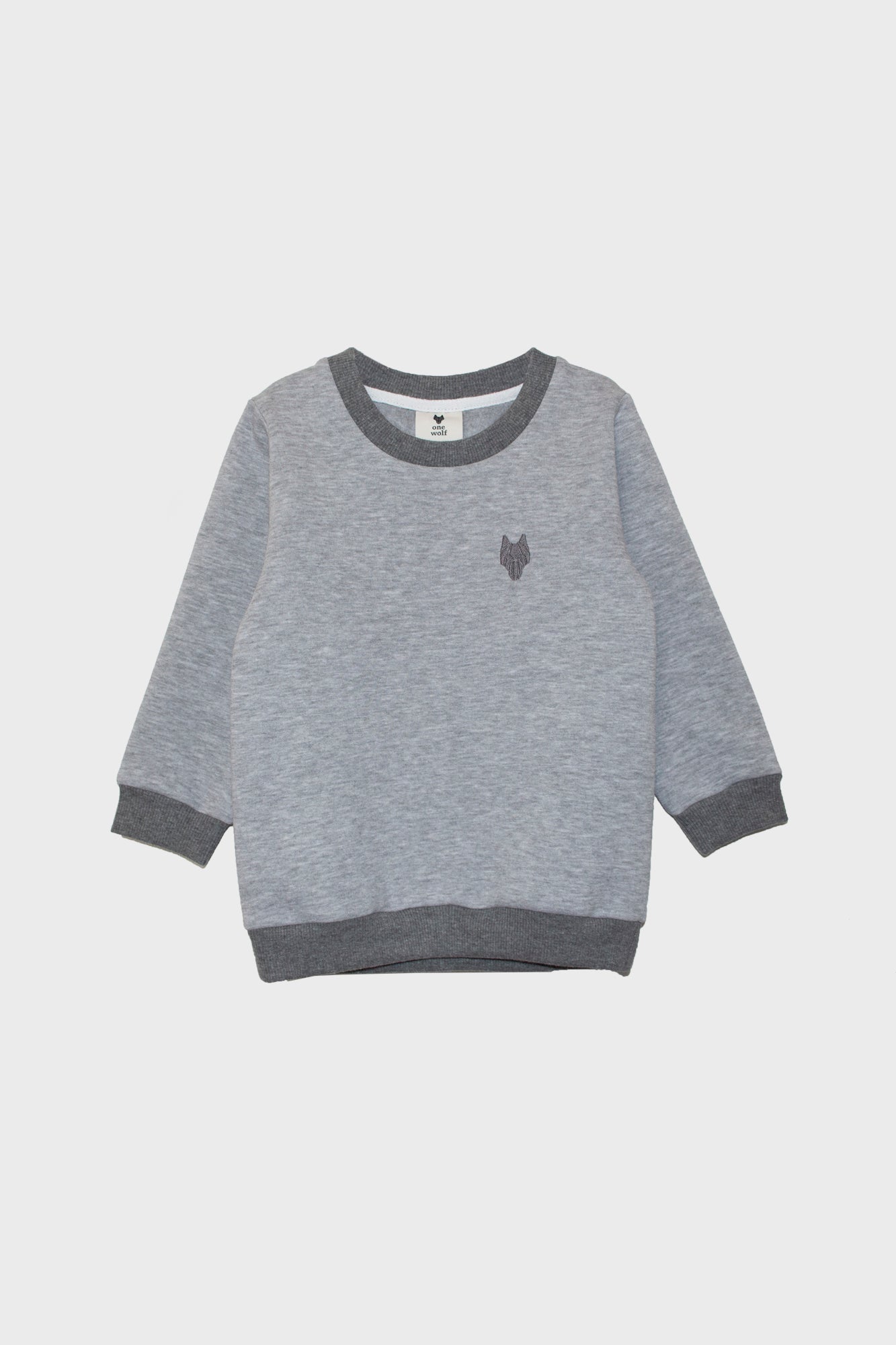 Kid’s One Wolf sweater, grey/dark grey logo