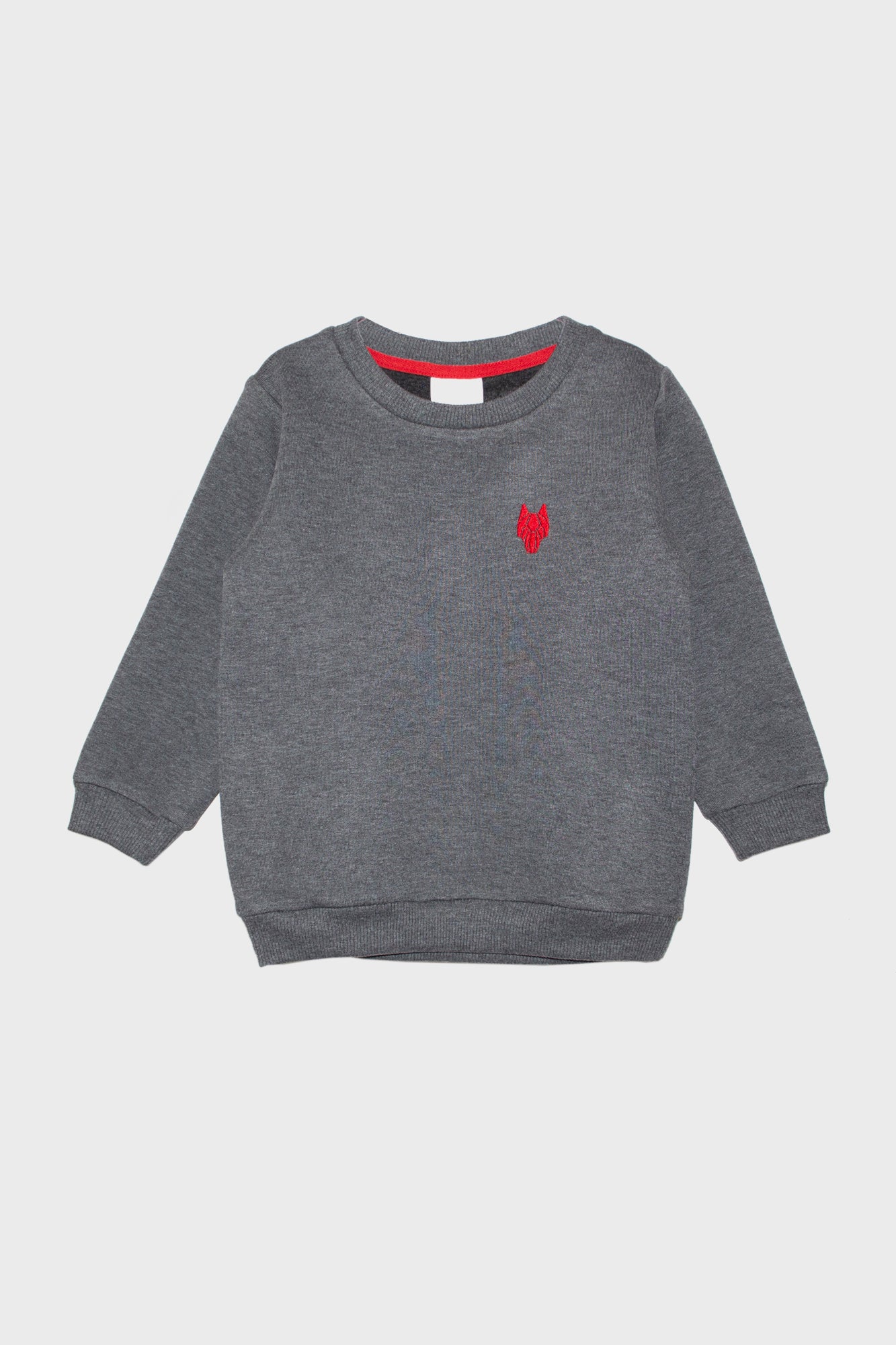 Bērnu One Wolf džemperis, pelēks/zila iekšpuse ar sarkanu logo