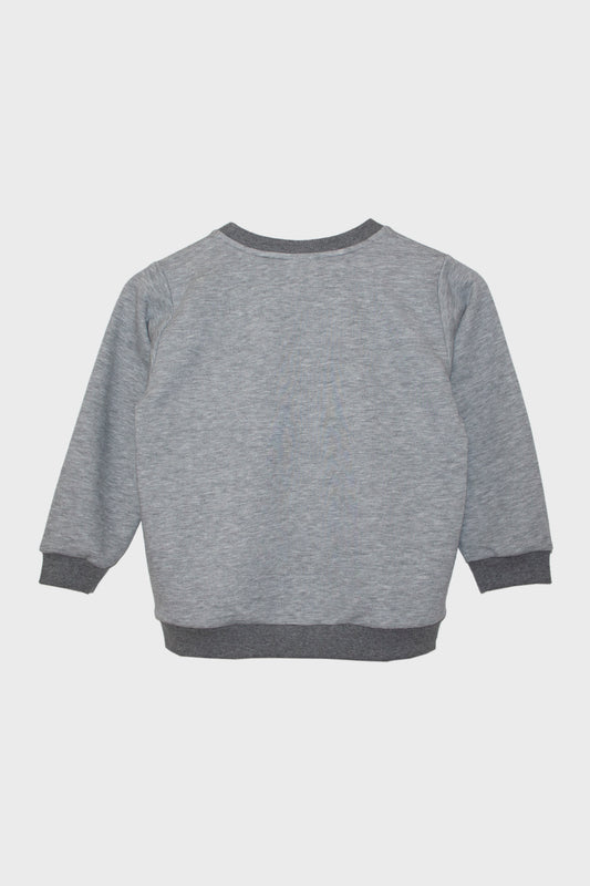 Kid’s One Wolf sweater, grey/dark grey logo - not brushed