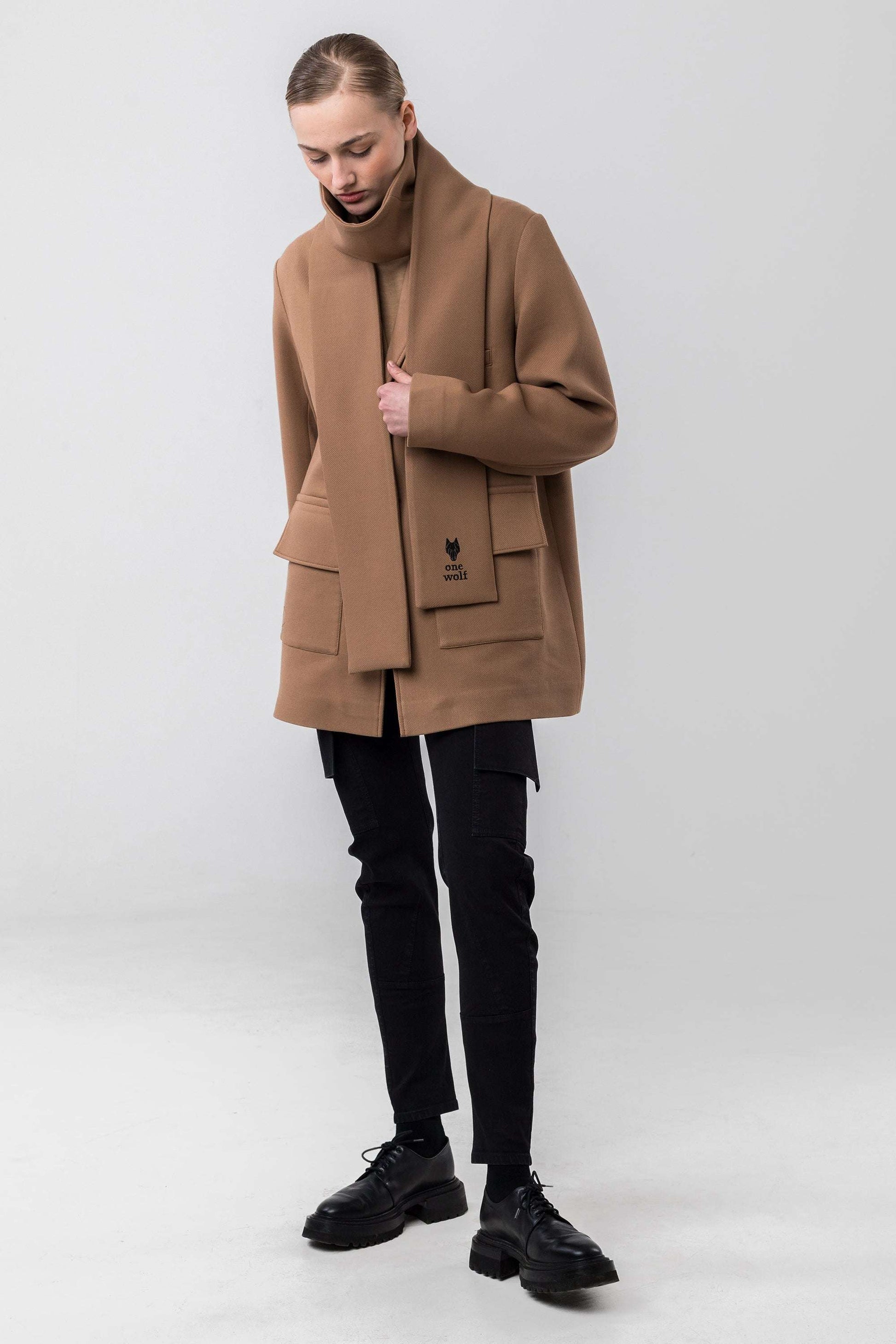 UNIFORM Jacket Scarf camel