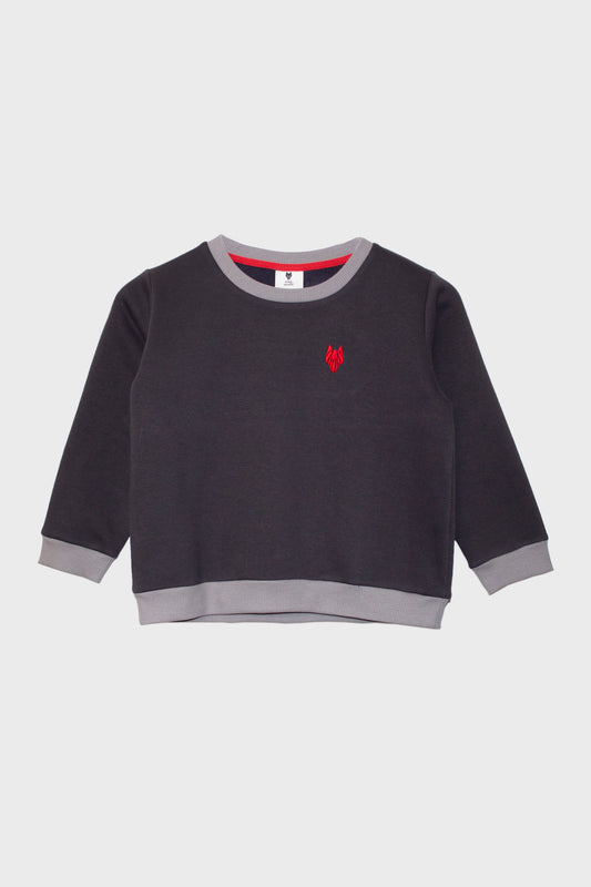 Bērnu One Wolf džemperis, tumši/gaiši pelēks ar sarkanu logo