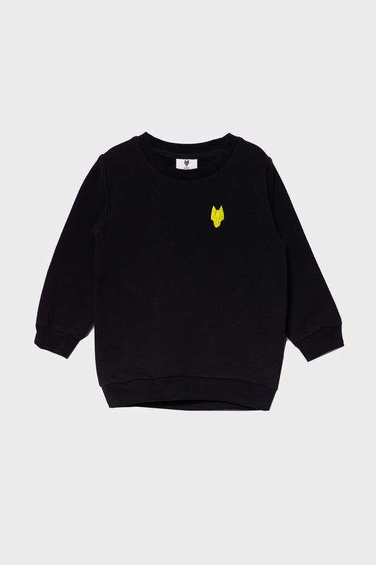 Kid's sweater One Wolf, black with yellow logo