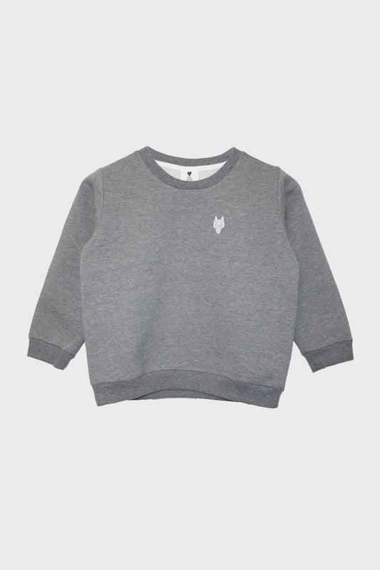 Kid’s One Wolf sweater, grey with white logo