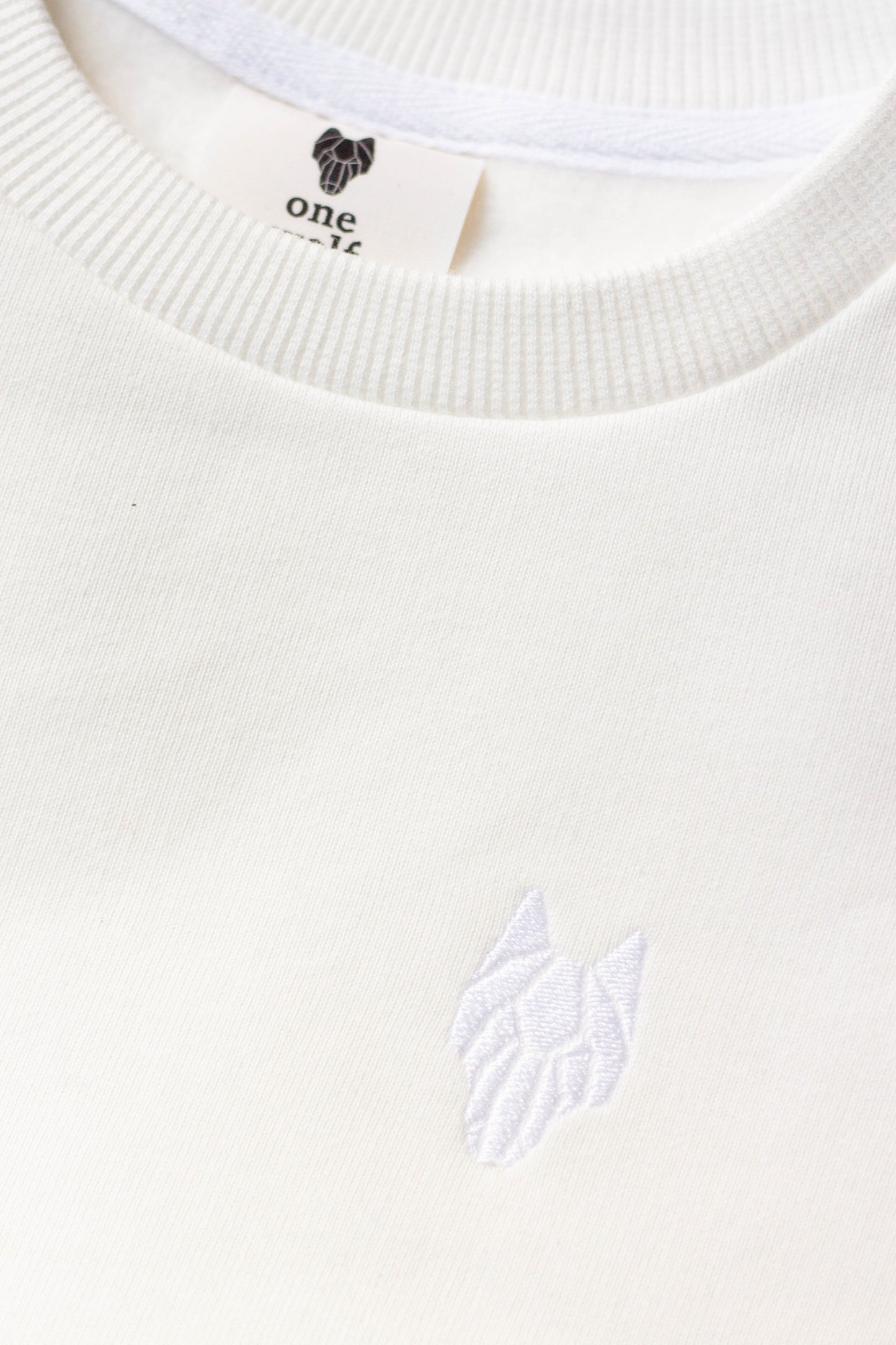 Bērnu One Wolf džemperis, piena balts ar baltu logo