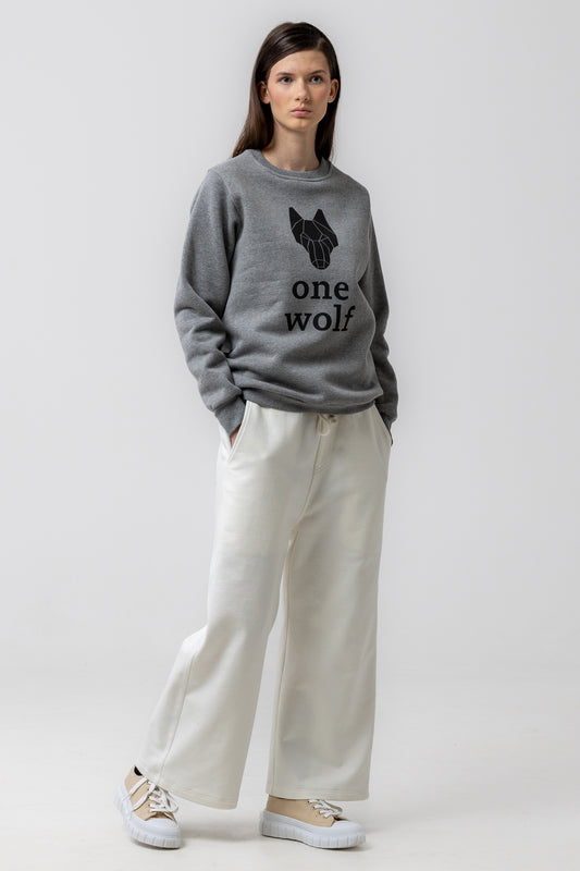 ONE WOLF LOGO sweater grey/black logo