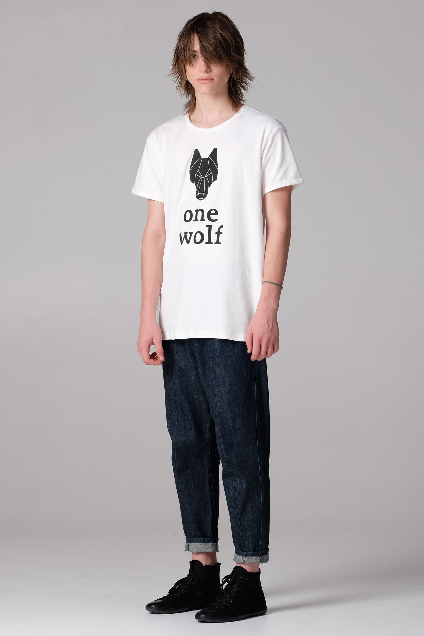 One Wolf logo T-Shirt off-white/black - One Wolf
