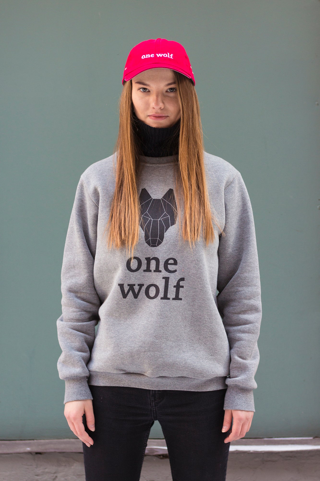 ONE WOLF LOGO sweater grey/black logo - One Wolf