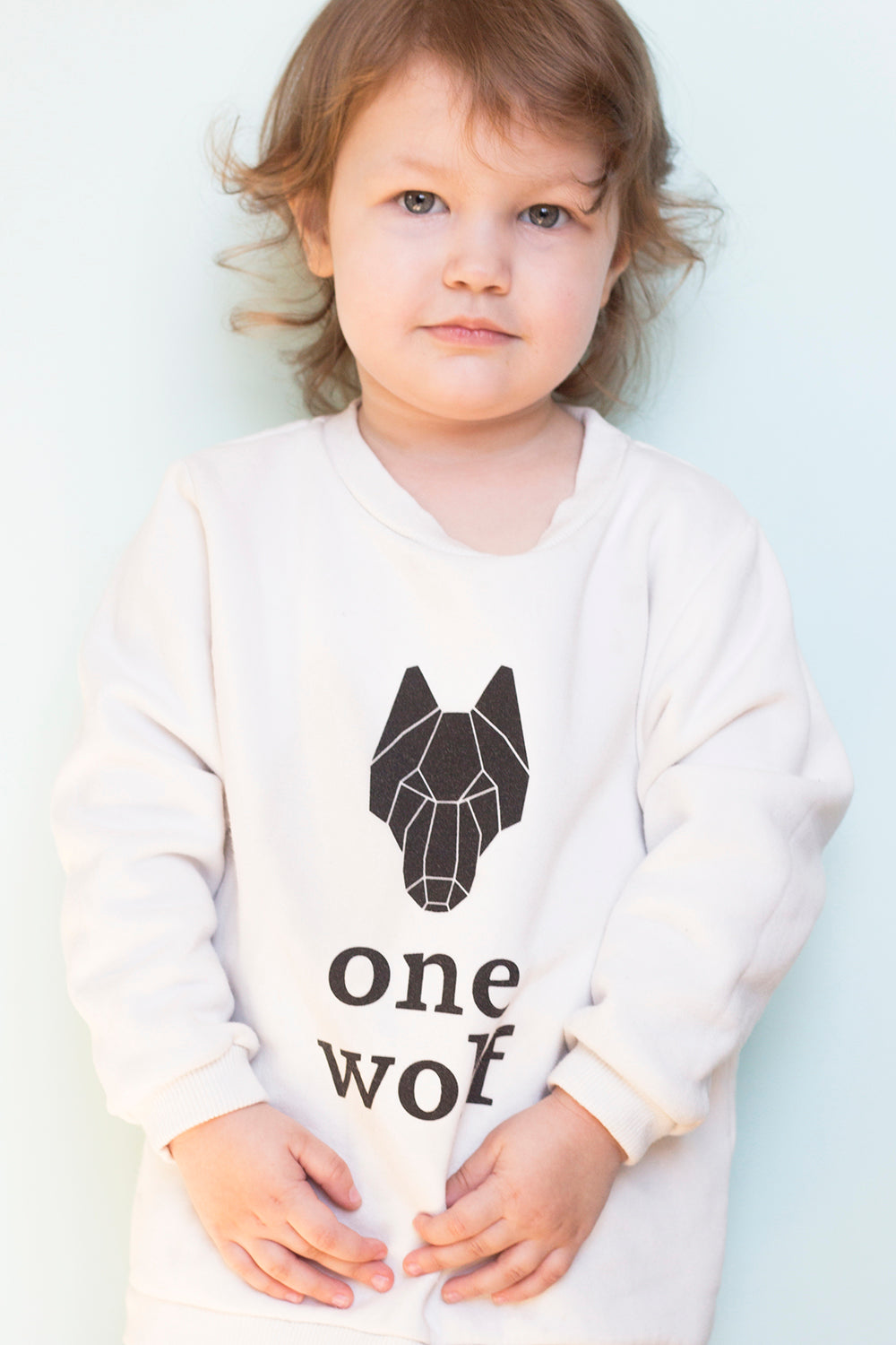 KIDS ONE WOLF LOGO sweater white/black logo - One Wolf