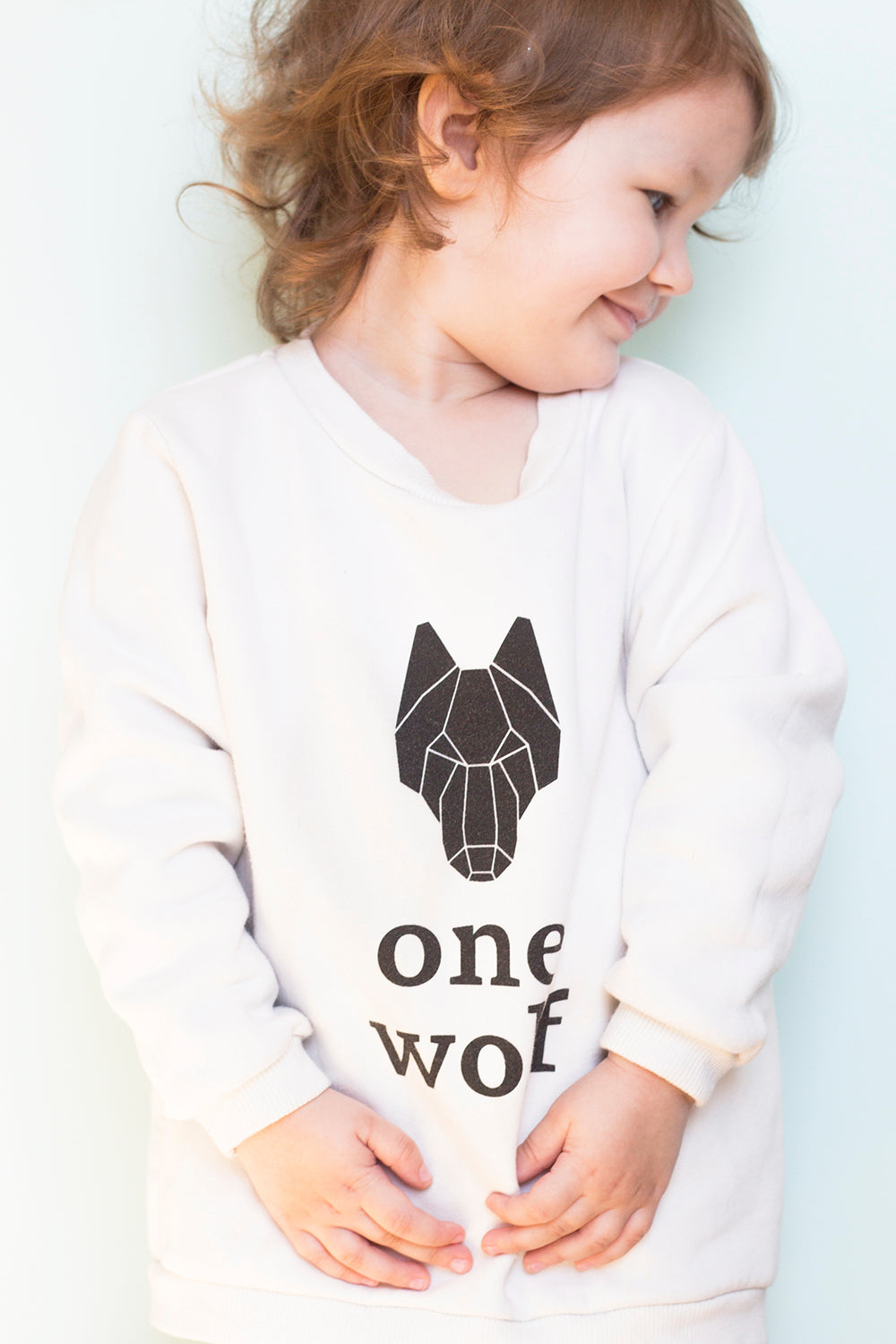 KIDS ONE WOLF LOGO sweater white/black logo - One Wolf