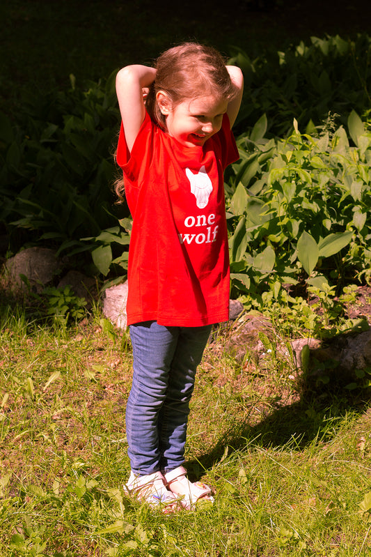 KIDS OW LOGO T-krekls sarkans/balts