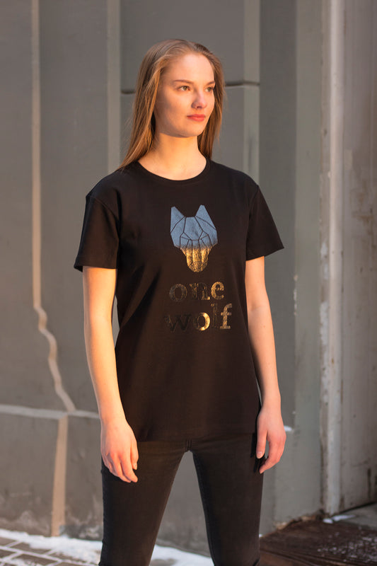 One Wolf logo T-Shirt black/black gloss - One Wolf
