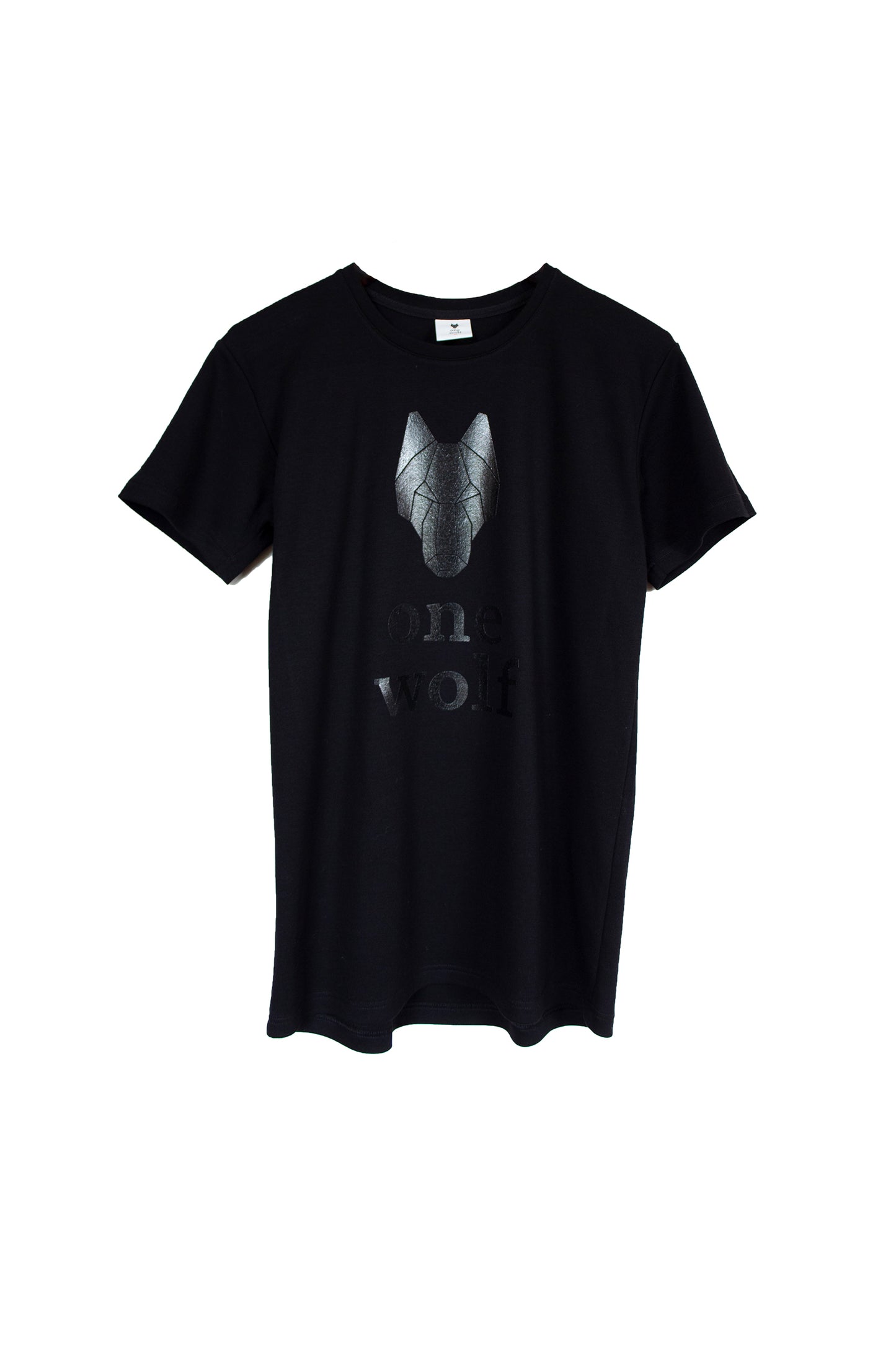 One Wolf logo T-krekls, melns/glancēta druka