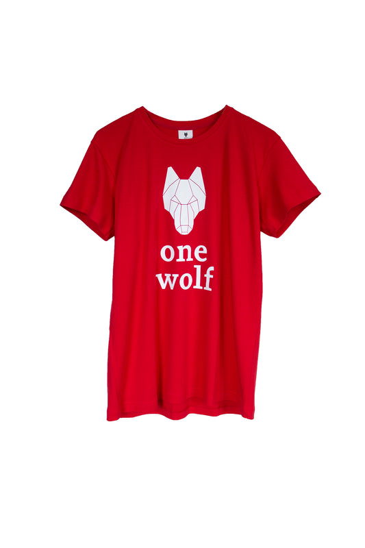 Футболка с логотипом One Wolf красный / белый
