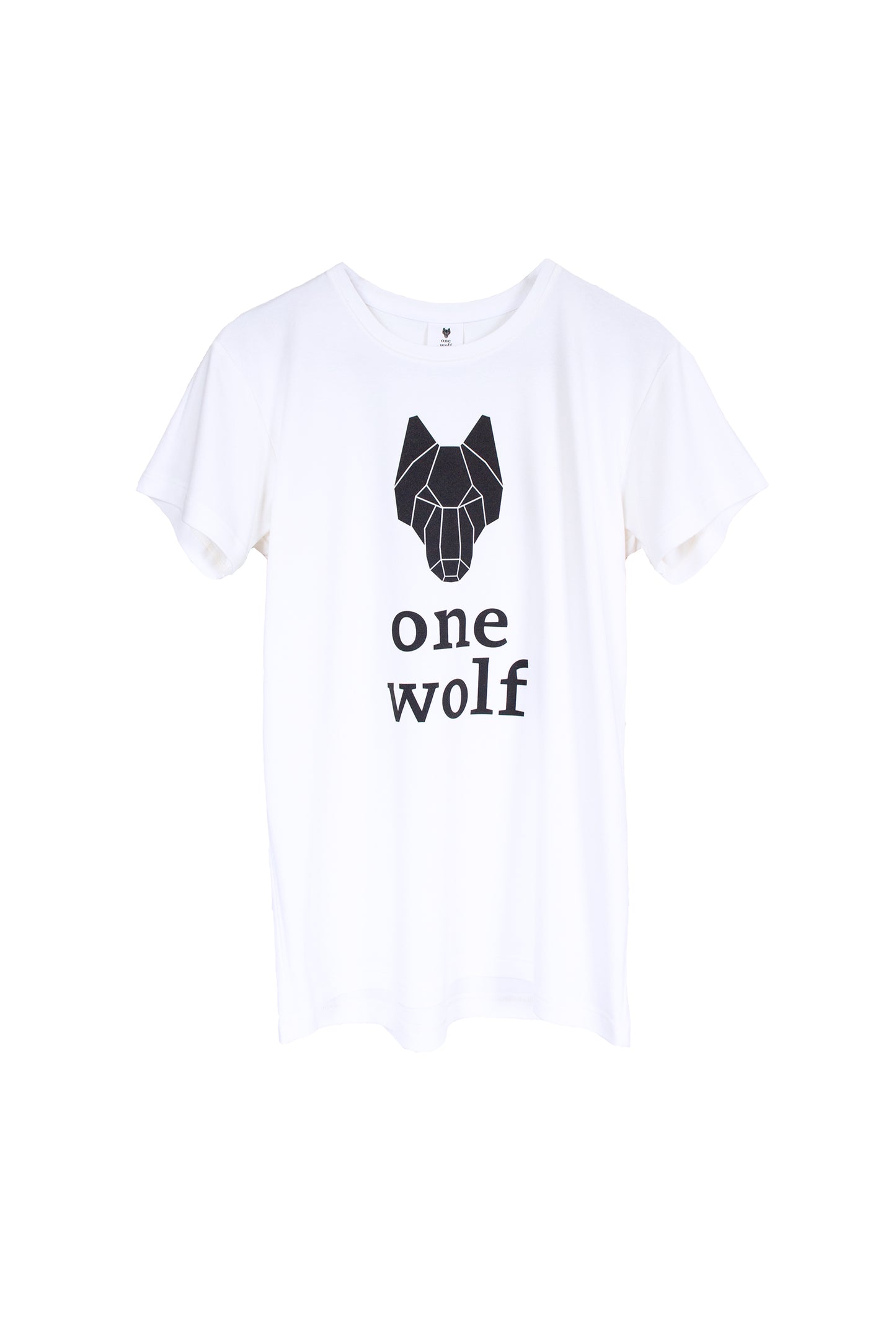 One Wolf logo T-krekls, balts/melna druka
